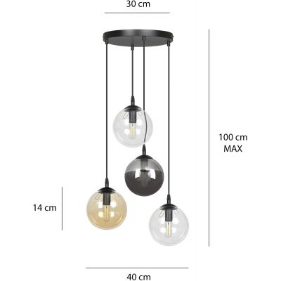 Emibig Cosmo lampa wisząca 4x40W czarny/grafit/przezroczysty/miodowy 714/4PREM