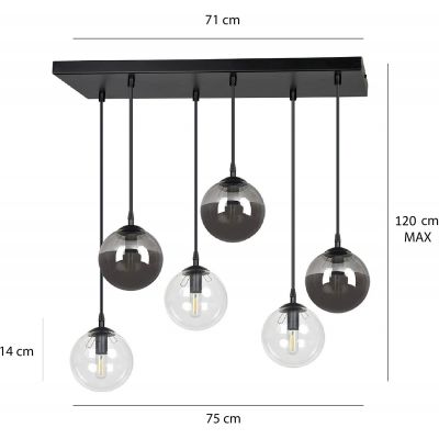Emibig Cosmo lampa wisząca 6x10 W czarna 714/6M2