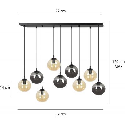 Emibig Cosmo lampa wisząca 9x40W czarny/grafit/miodowy 714/9M1