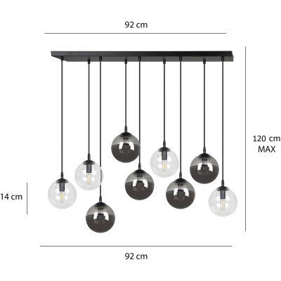 Emibig Cosmo lampa wisząca 9x10 W czarna-przezroczysta-grafitowa 714/9M2