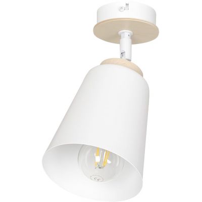 Emibig Atlas lampa podsufitowa 1x60W biały/drewno 724/1