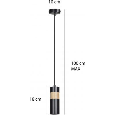 Emibig Akari lampa wisząca 1x30W czarny/drewniany 732/1