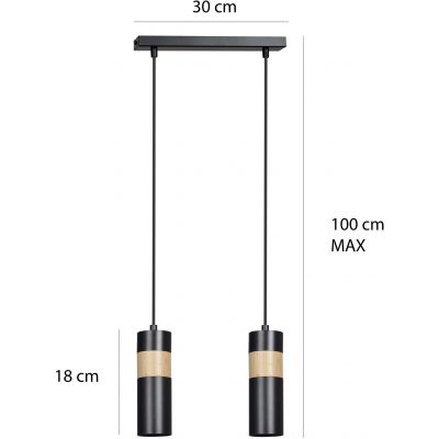 Emibig Akari lampa wisząca 2x30W czarny/drewniany 732/2