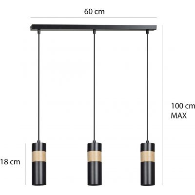 Emibig Akari lampa wisząca 3x30W czarny/drewniany 732/3