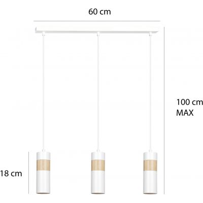 Emibig Akari lampa wisząca 3x30W biały/drewniany 733/3
