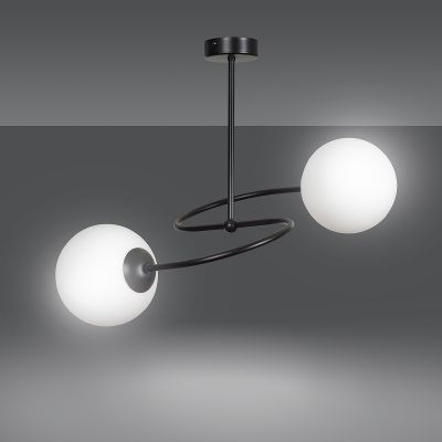 Emibig Selbi lampa podsufitowa 2x40W czarny/szkło mleczne 734/2B