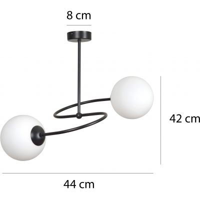 Emibig Selbi lampa podsufitowa 2x40W czarny/szkło mleczne 734/2B