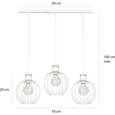 Emibig Barbado lampa wisząca 3x60W biała 755/3