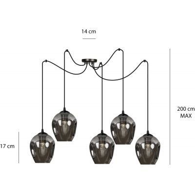 Emibig Level lampa wisząca 5x60W czarny/grafit 757/5