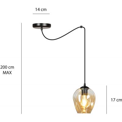 Emibig Level lampa wisząca 1x60W czarny/miodowy 758/1