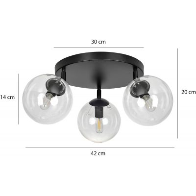 Emibig Tofi lampa podsufitowa 3x40W czarny/przezroczysty 776/3APREM