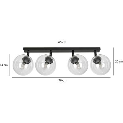 Emibig Tofi lampa podsufitowa 4x40W czarny/przezroczysty 776/4