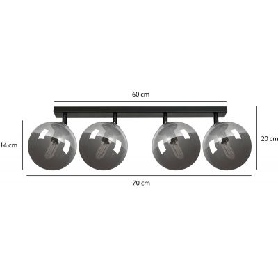 Emibig Tofi lampa podsufitowa 4x40W czarny/grafit 777/4