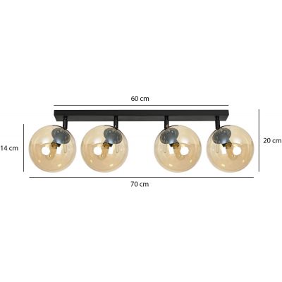 Emibig Tofi lampa podsufitowa 4x40W czarny/miodowy 778/4