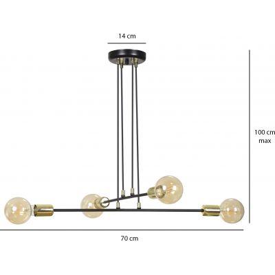 Emibig Vesio lampa wisząca 4x60W czarny/złoty 785/4