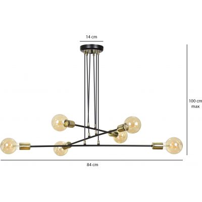 Emibig Vesio lampa wisząca 6x60W czarny/złoty 785/6