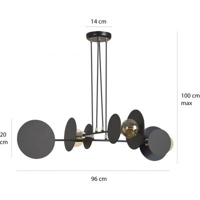 Emibig Idea lampa wisząca 4x60W czarna 792/4