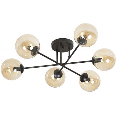 Emibig Brendi lampa podsufitowa 6x10 W czarna-bursztynowa 833/6B