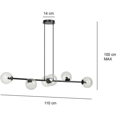 Emibig Rossi lampa wisząca 6x40W czarny/grafit 875/6