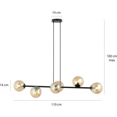 Emibig Rossi lampa wisząca 6x40W czarny/miodowy 876/6