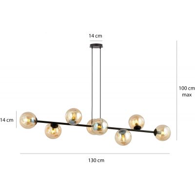 Emibig Rossi lampa wisząca 8x40W czarny/miodowy 876/8