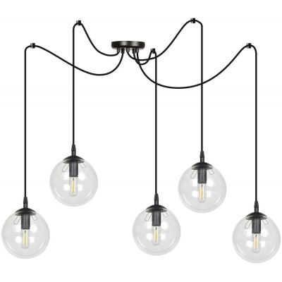 Emibig Gigi lampa wisząca 5x10 W czarna-przezroczysta 936/5