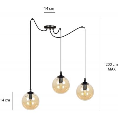 Emibig Gigi lampa wisząca 3x40W czarny/miodowy 938/3