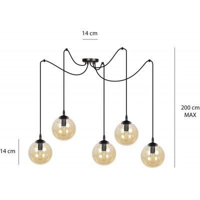 Emibig Gigi lampa wisząca 5x40W czarny/miodowy 938/5