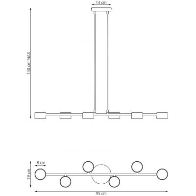 Emibig Megara lampa wisząca 6x12 W czarna 1439/6