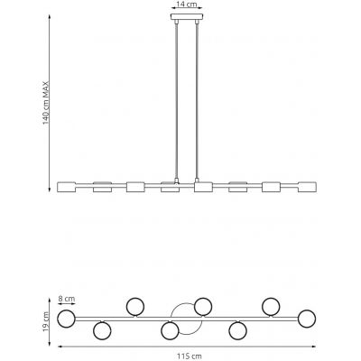 Emibig Megara lampa wisząca 8x12 W czarna 1439/8