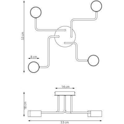 Emibig Kurage lampa podsufitowa 4x12 W czarna 1442/4