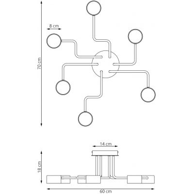 Emibig Kurage lampa podsufitowa 6x12 W czarna 1442/6