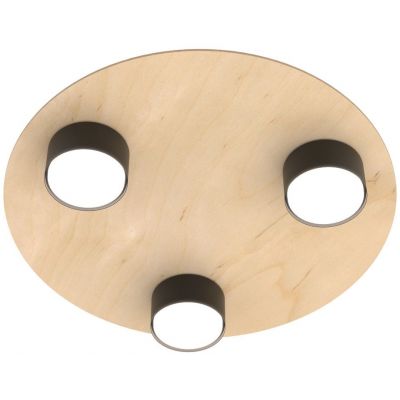 Emibig Pixo lampa podsufitowa 3x12 W czarna-drewno 1443/3