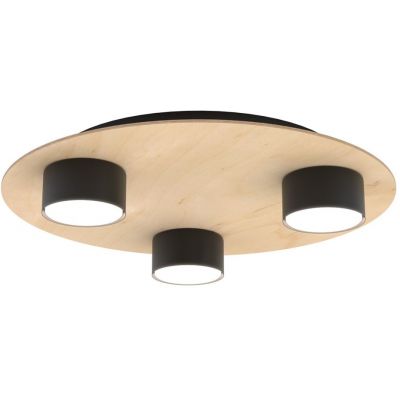 Emibig Pixo lampa podsufitowa 3x12 W czarna-drewno 1443/3