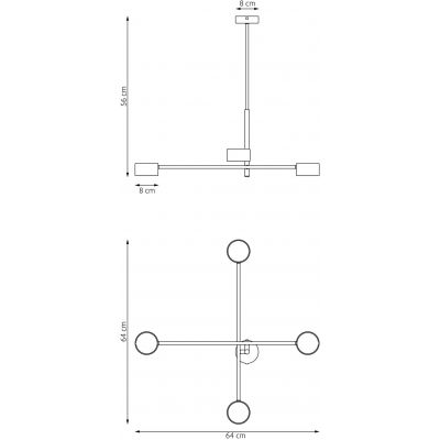 Emibig Natsu lampa podsufitowa 4x12 W czarna 1444/4
