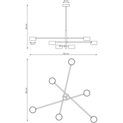 Emibig Natsu lampa podsufitowa 6x10 W czarna 1444/6