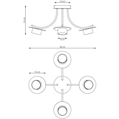 Emibig Enso lampa podsufitowa 4x12 W czarna 1445/4