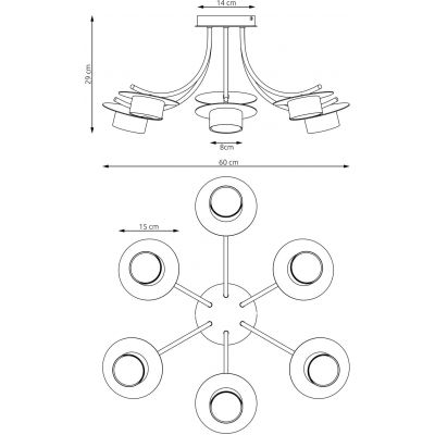 Emibig Enso lampa podsufitowa 6x12 W czarna 1445/6
