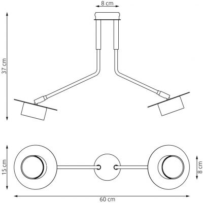 Emibig Mizu lampa podsufitowa 2x12 W czarna 1448/2