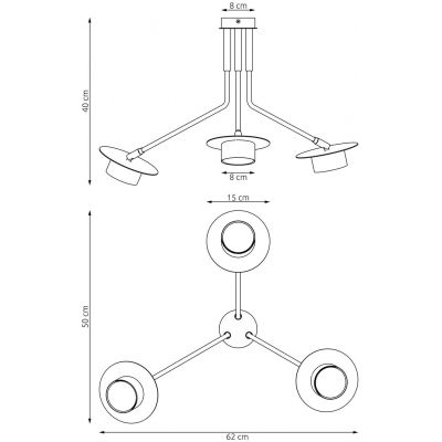 Emibig Mizu lampa podsufitowa 3x12 W czarna 1448/3