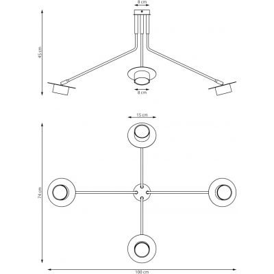 Emibig Mizu lampa podsufitowa 4x12 W czarna 1448/4