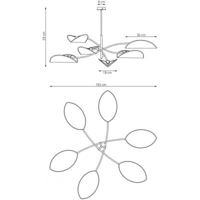Emibig Lotus lampa podsufitowa 6x10 W musztardowy 1460/6