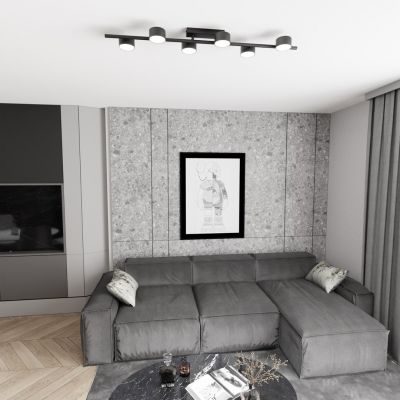 Emibig Bet lampa podsufitowa 6x12 W czarna 1467/6