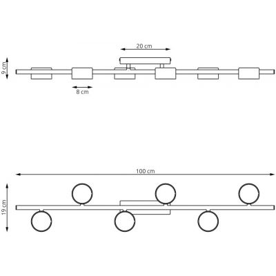 Emibig Bet lampa podsufitowa 6x12 W czarna 1467/6