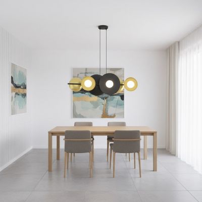 Emibig Volum 6 BL Gold lampa wisząca 6x8 W czarna/złota 1483/6