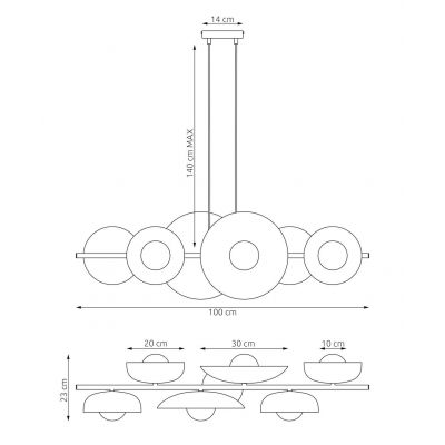 Emibig Volum 6 BL White lampa wisząca 6x8 W biała/czarna 1484/6