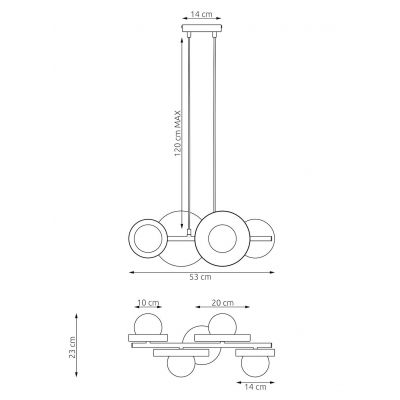 Emibig Model 4 BL White lampa wisząca 4x8 W biała 1487/4