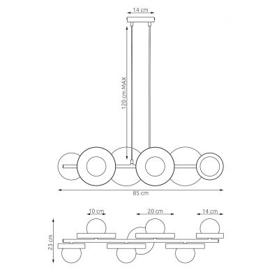 Emibig 6 BL Mokka lampa wisząca 6x8 W coffe 1488/6