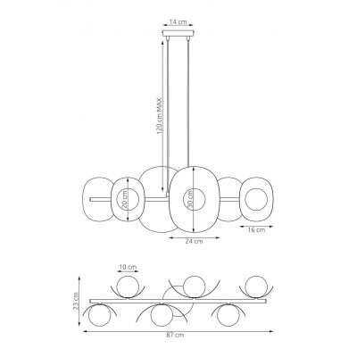 Emibig Elementi lampa wisząca 6x8 W biała 1492/6