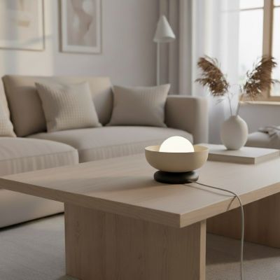 Emibig Ozzy lampa stołowa 1x8 W czarna/beżowa 1517/LN1